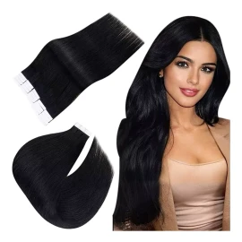 Easyouth Extensiones Cabello Humano 20pz Negro 16in 40gr