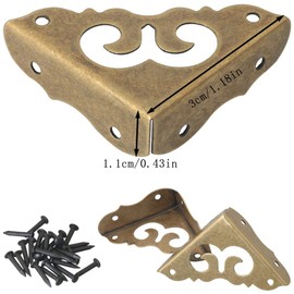 JJHXSM 4PCS 3cm Side Length Antique Copper Wrapped Edge Corner Protector Cabinet Furniture Corner Metal Buffer Decorative Corner Protector for Table and Chair Frame Picture Frame Cabinet Door