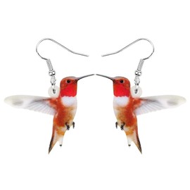 Bonsny Acrylic Drop Dangle Hummingbird Bird Earrings Jewelry For Women Girls Kids Gift Charms (Pink)