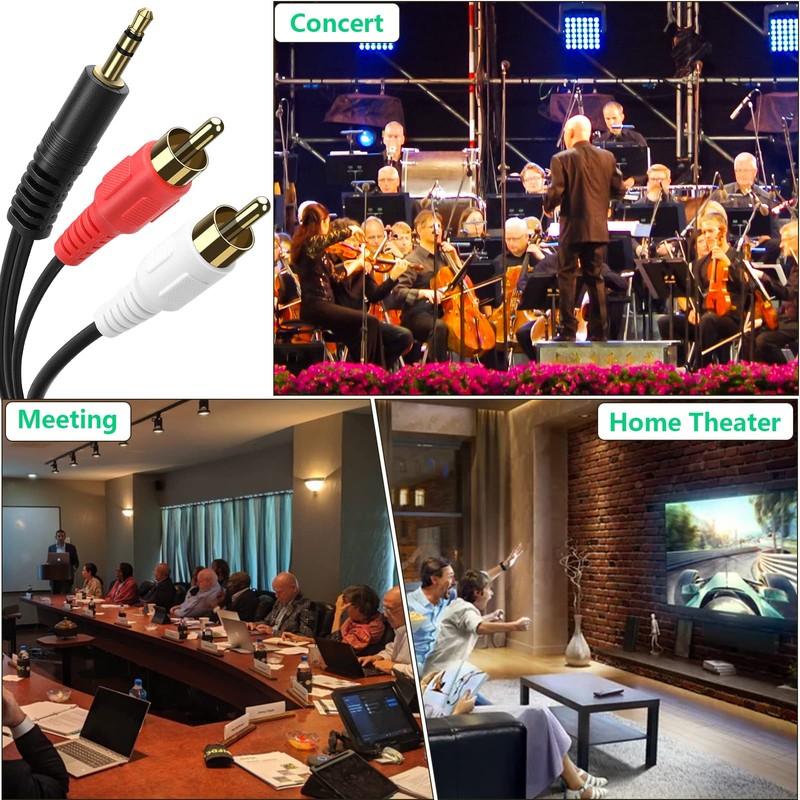 PASOW 3.5mm Stereo Male to 2RCA Male (Right and Left)