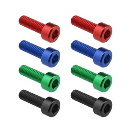 Create idea Pack of 8 Bottle Holder Screws, Aluminium Alloy, Bicycle Water Bottle Holder Screws, Suitable for Most Bikes, Multicoloured