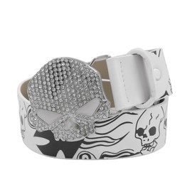 AIBEARTY Punk Skull Skeleton Pattern Pin Buckle Belt Gothic Casual Pu Leather Waistband for Women Men