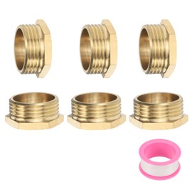 sourcing map 6 Pcs G1 Male x G1/2" Female Threaded Reducing Pipe Adapter(17mm/0.7" Length)