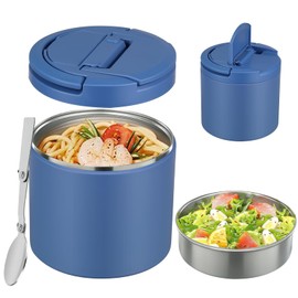 40oz Insulated Food Containers for Hot Food Soup Thermo for Adult Wide Mouth Large Capacity Leak Proof Vacuum Stainless Steel with Carry Handle and Spoon, BPA Free, Blue