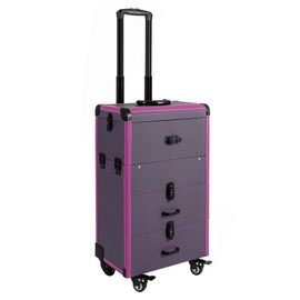 Makeup Train Case Rolling Easy To Move Carry 4-Universal Wheels Large Capacity Neat Storage Excellent Load-Bearing Professional Make Up Artist Embroiderer Hairdressers Beauticians Manicurists