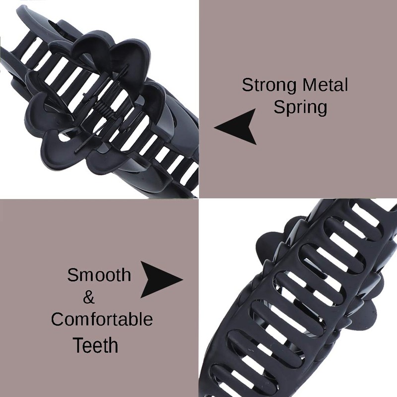Matte Black 5 inch Large Jaw Clip Hair Claw with