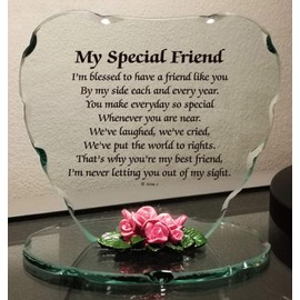 Glass Heart Plaque with Sayings Ornament for Daughter Unique Gift for Loved One | Fabulous Present for Special Ones | Premium Gift for Special Occasion One Size (Bestfriend)