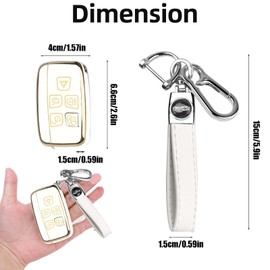 DEFIYEAR Car Key Cover for Range Rover - TPU Protection, Perfect Fit for Evoque & Discovery, White Keychain Accessory