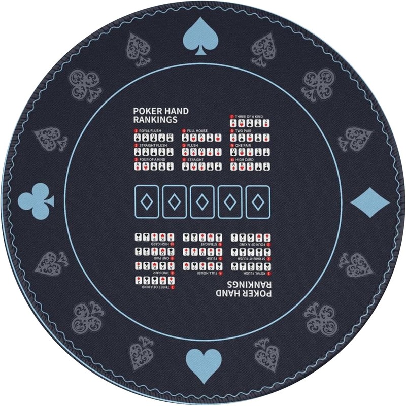 AQQA 47-Inch Round Poker Table Mat with Hand Rankings -