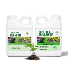 Nature’s Will Combo Pack | 100% Pure Cold-Pressed Neem Oil & Organic Emulsifier | for Easy Mixing & Natural Plant Care (8 oz)