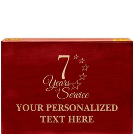 Crown Awards 7 Years of Service Rosewood Humidor Gift, Customize with Your Own Text Engraving