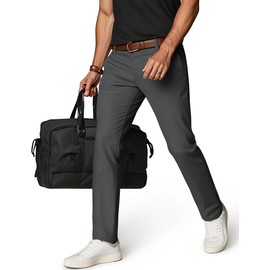 PJ PAUL JONES Men's Golf Dress Pant Stretch Straight-Fit Utility Work Pants Casual Comfy Trousers Slacks with 5 Pockets Dark Grey L