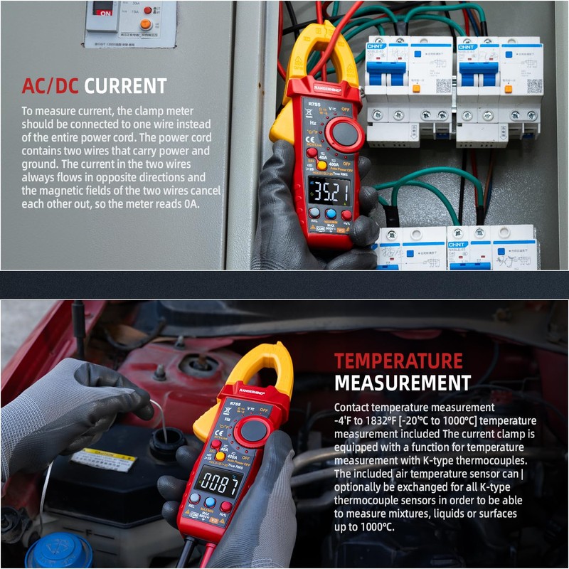 Multimeter Tester, RANGERHINO 2000 Count Digital Clamp Meter, NCV Voltmeter