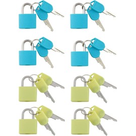 VIP Home Essentials - 8 Pc Metal Padlock Solid Brass Luggage, Backpack, Diary, Jewelry Box, Crafts, School Teaching Lock with Key and Durable Cover (Small, Blue, Yellow)