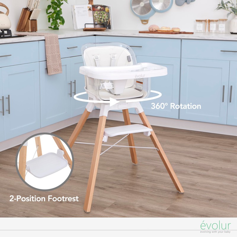 évolur 360° Bloom Highchair, Rotating, Convertible Baby Feeding Chair with