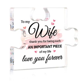GROWTHMAGIC Puzzle Gifts for Wife - 4" x 3.3" Acrylic Puzzle Piece Gifts for Wife from Husband Birthday Valentines Day Christmas Decor Wife Gift Ideas