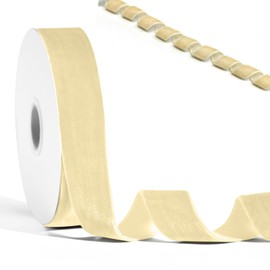 Butter Cream Velvet Ribbon for DIY Crafts Gift Wrapping, Trimming Ribbon for Christmas Tree Decor Wedding Bouquet Making Baby Shower Party Decoration Choker Hair Bow Hat Wreath Making, 1" x 10 Yard