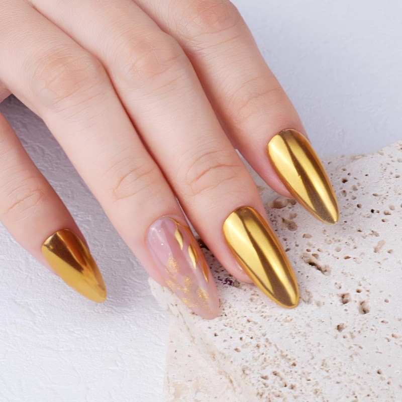 PrettyDiva Chrome Nail Powder - Gold Mirror Effect Nail Chrome