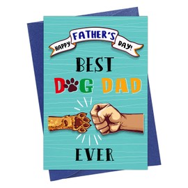 D24TIME Funny Fathers Day Card for Dog Dad, 4"x 6" Fathers Day Card for Men Best Dog Dad Ever Cards with Envelope from Dog Puppy Daughter Son Wife