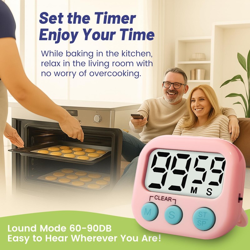 Glochin 2 Pcs Digital Timer for Kids, Magnetic Countdown Kitchen
