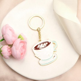 MUCOOS Coffee Cup Keychain, Elegant Gift for Women, Birthday Gift for Mom, Party Gift for Sisters and Friends, Fun Keychain, Creative Design for Coffee Lovers