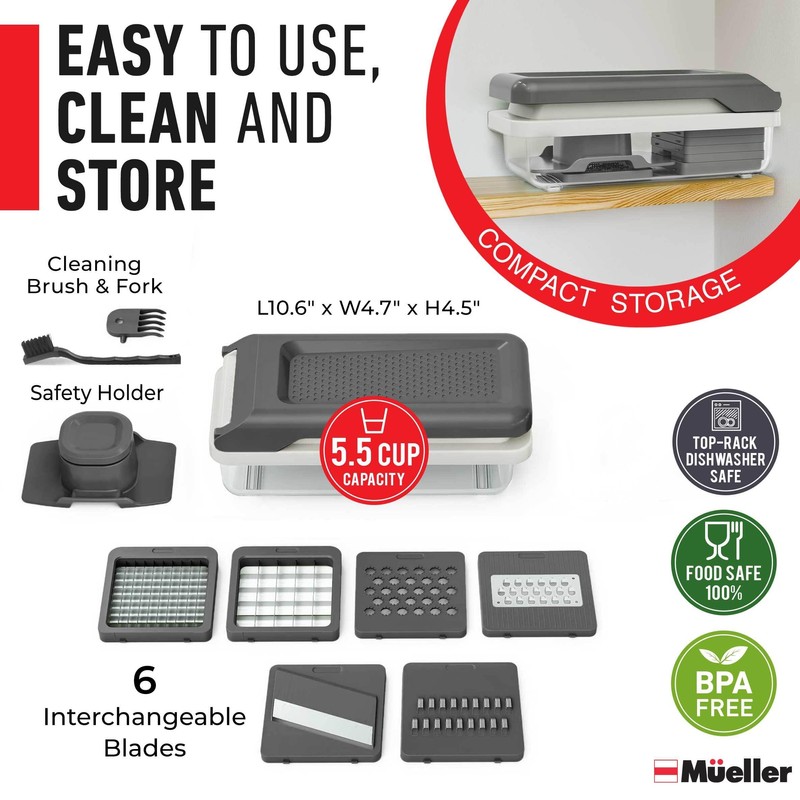 Mueller Vegetable Chopper Mandoline Slicer, Food Veggie Chopper, Cheese Grater,