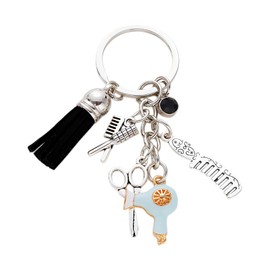 FORUBUS Hairdresser Keychain with Scissors, Comb, and Hair Dryer Charms – Unique Gift for Hair Stylists and Salon Professionals-blue