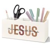 SNNDER Retro Christian Pen Holder for Desk, Christian Jesus Gifts