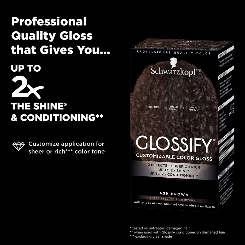 Schwarzkopf Glossify Customizable Color Gloss, Ash Brown