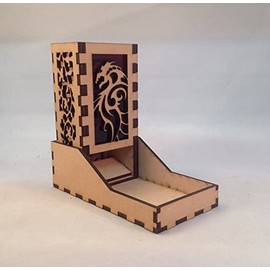 Dragon Mini Dice Tower v6 Purple Acrylic Window Laser Cut MDF Unique Gift
