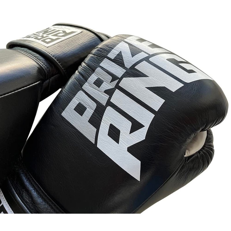PRIZE RING "Professional SX" Boxing Gloves Genuine Leather Black (16oz)