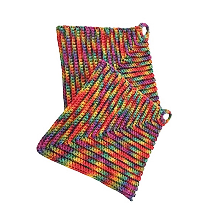 dicke klassische gehäkelte Topflappen, ca. 19 x 19 cm -
