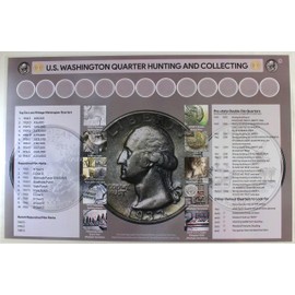 U.S. Washington Quarter Hunting and Collecting 11" x 17" Coin Roll Sorting Laminated Mat