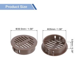 sourcing map Round Soffit Vents 1 inch, 16Pcs Brown Plastic 35mm Soffit Vent Cover - Circular Air Vent Grille - Air Flows Easily for Bathroom Home, Office, Kitchen, Cabinet, Wardrobe