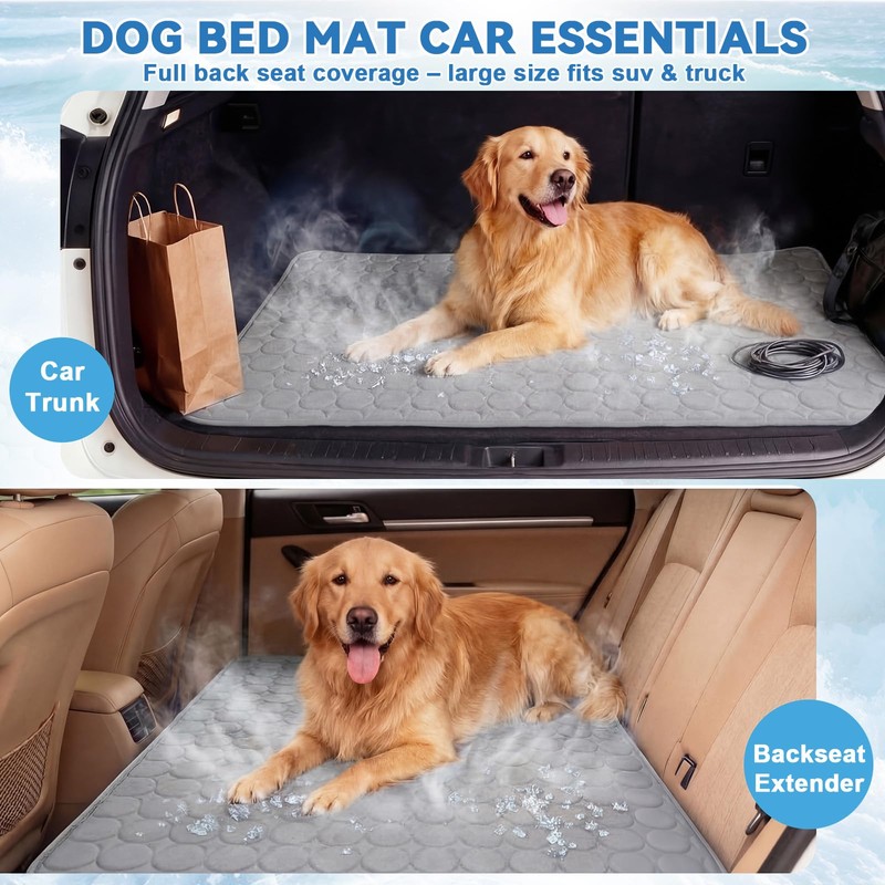 Dog Cooling Mat for Car Backseat, 54"x25", Slim Ice Silk,