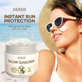 Dersie Tallow Sunscreen SPF 30 – Mineral UV Defense with Non-Nano Zinc Oxide – Face & Body Sun Protection for Adults & Kids – 100% Grass-Fed Beef Tallow for Moisture Retention & Skin Comfort (2.1 oz)