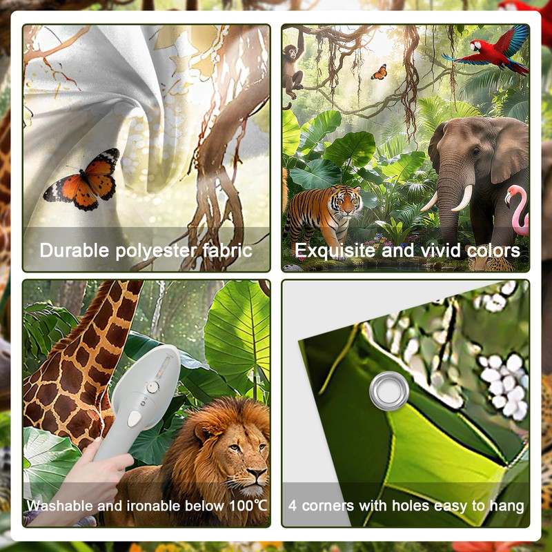 Avezano Jungle Backdrop Safari Party Decorations Rainforest Animals Banner