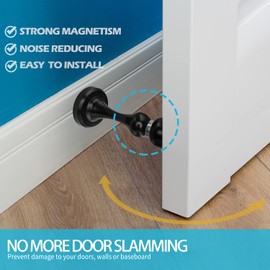 Neoera Magnetic Door Stop（Black） Door Stopper Strong Magnetic Door Catch for Hold Door Open, Premium Stainless Steel Made, Anti-Rust, Heavy Duty for Various Door Types, Wall & Floor Mount 3Pack