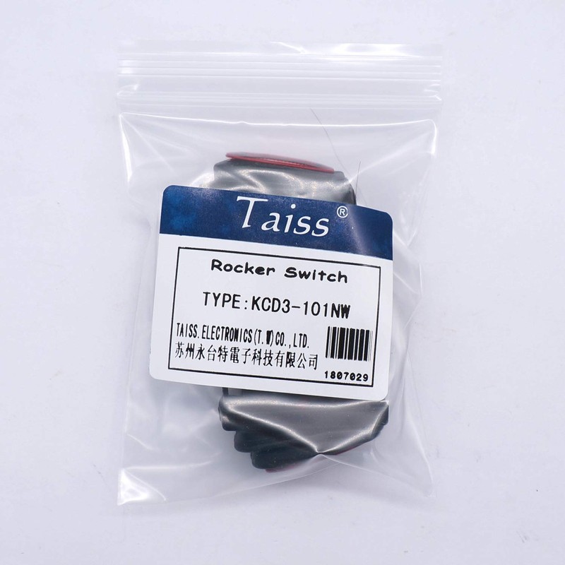 Taiss 2Pcs Waterproof Rocker Toggle Switch 12V Red Lighted Car