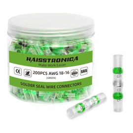 haisstronica 200PCS Solder Seal Wire Connectors,Waterproof Heat Shrink Butt Connectors Terminals for Watercraft,Electrical,Electronics AWG 18-16 Green