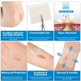 Hydrocolloid Roll, 2 Inch x 120 Inch, 2 Rolls, Cut-to-Size, Hydrocolloid Dressing for Wound Care