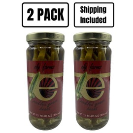 Ely Farms | Pickled Green Beans | Family Recipe | Zesty Dill and Garlic Flavor | Hint of Chili Pepper | Delicious Appetizer or Bloody Mary Garnish | Proudly Made in Nebraska USA | 12 oz Jar | 2-Pack