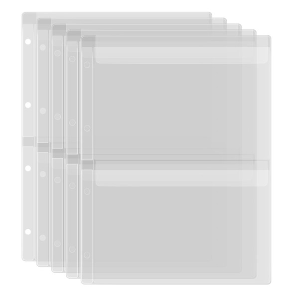 Pack of 5 A4 Size Plastic Binder Pockets, 4 Holes