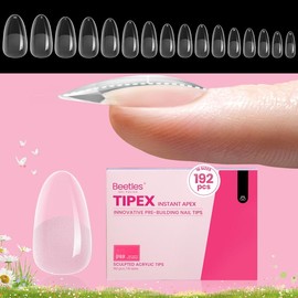Beetles Tipex Instant Apex Nail Extension Tips Kit Almond/Coffin/Square/Oval/Stiletto/Squaoval Shape Thick Acrylic Nail Flat Nails Manicure Gel press ons Nail Art DIY Nails Art mothersdaygift:_Medium Oval 16Sizes 512Pcs(Only Tips)