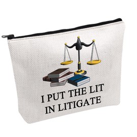 PWHAOO Funny Lawyer Makeup Bag I Put The Lit In Litigate Cosmetic Bag Attorney Gift Law Student Graduation Gift (LIT IN LITIGATE B)
