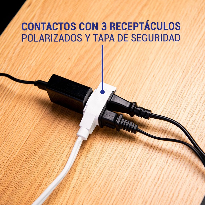 Volteck ED-2B, Extensión eléctrica doméstica, 2 m, blanca