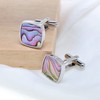 Handmade Natural Abalone Shell Cushion Stainless Steel Cufflinks for Man