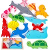 LovesTown 12PCS Wooden Stacking Puzzles, Educational Toys Sea Animal Chunky