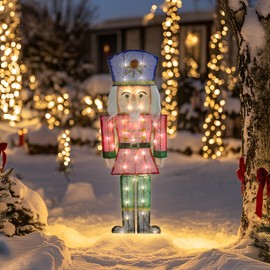 GENIMO 2D Nutcracker Soldier Outdoor Christmas Decorations, 35 Lights Pre-Lit for Holiday Decor Xmas Outside Indoor Home Lawn Yard Garden Patio Stakes Zip Ties(29 in)