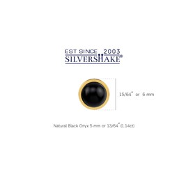 Silvershake 5MM Petite Natural Round Shape Black Onyx 14K Yellow Gold Plated 925 Sterling Silver Stud Gemstone Earrings Jewelry for Women or Teens, Sterling Silver 14K Gold Plated, natural black onyx